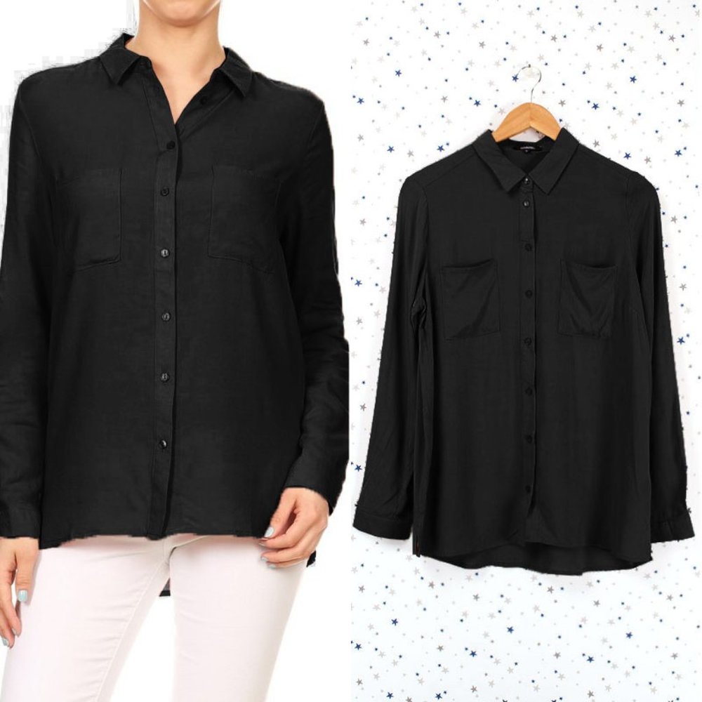 Classic Button Up Dress Shirt Black